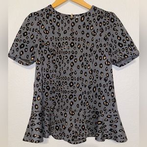 Peplum Blouse in Animal Print